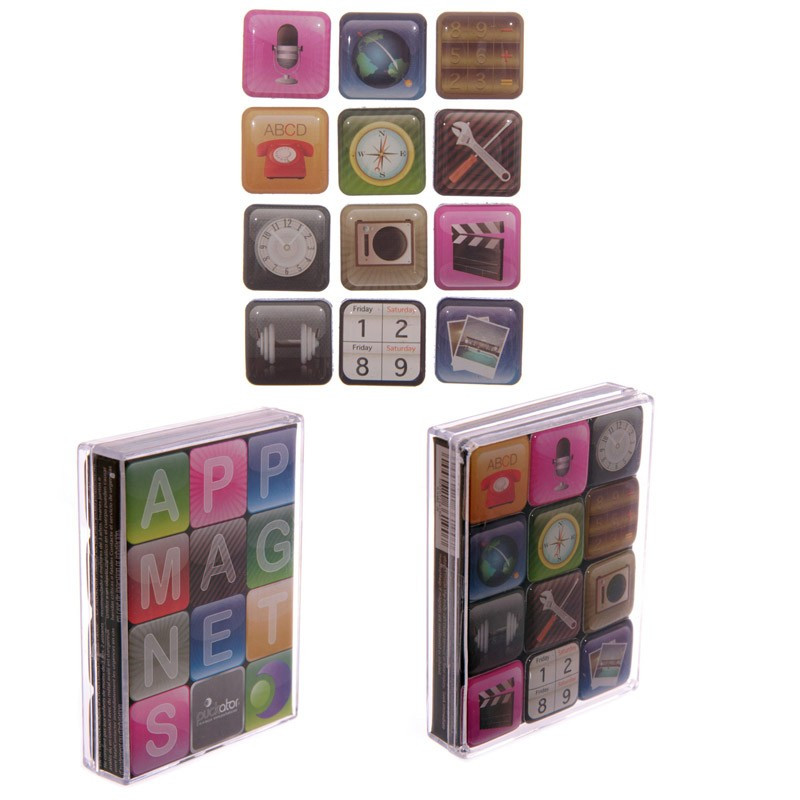 Lot de 12 applications, aimants pour frigo