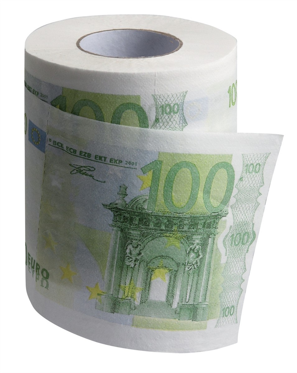 Rouleau de papier toilette billets de 100 euros