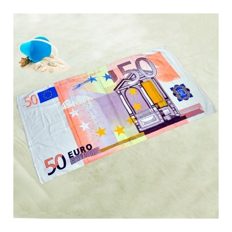 Drap de plage avec billets en euro