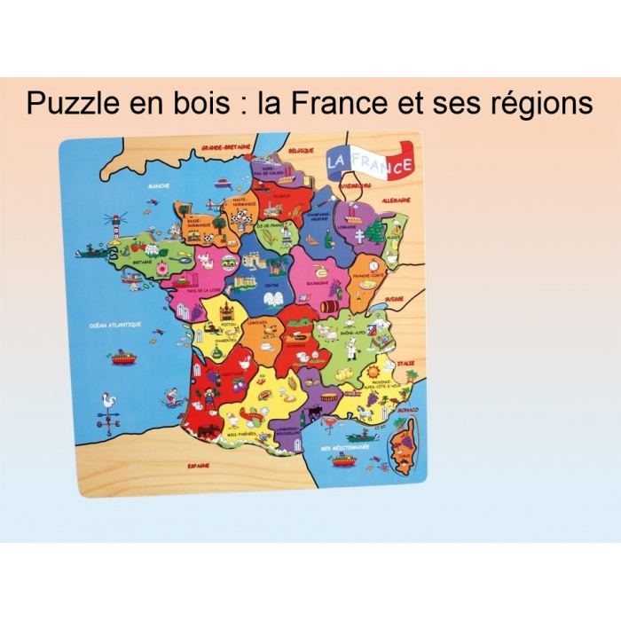 Grand puzzle en bois (40*40 cm) : la France et ses régions