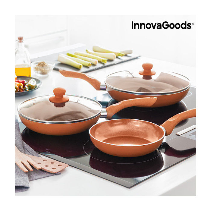 Ensemble de Poêles Copper-Effect InnovaGoods (5 Pièces)