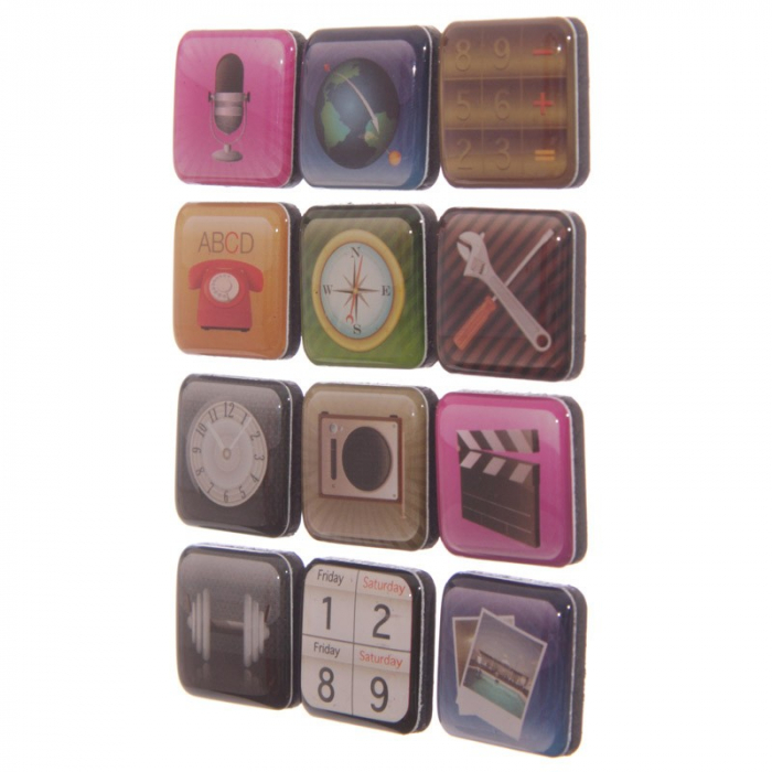 Lot de 12 applications, aimants pour frigo