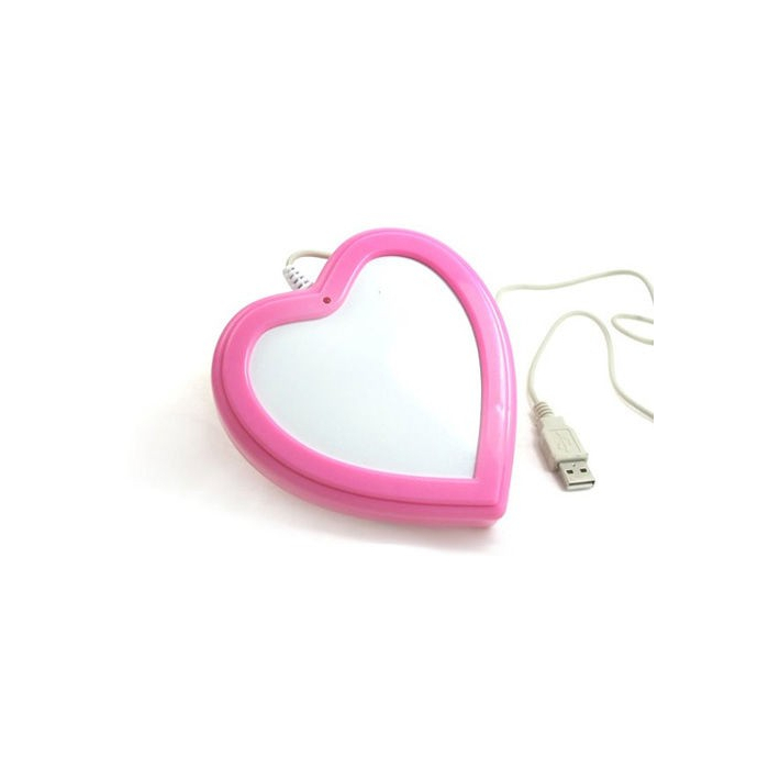 Chauffe tasse USB en forme de coeur rose