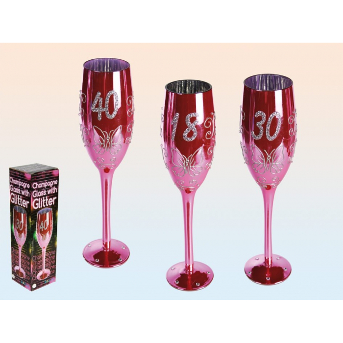 Flûte à champagne rose spéciale anniversaire