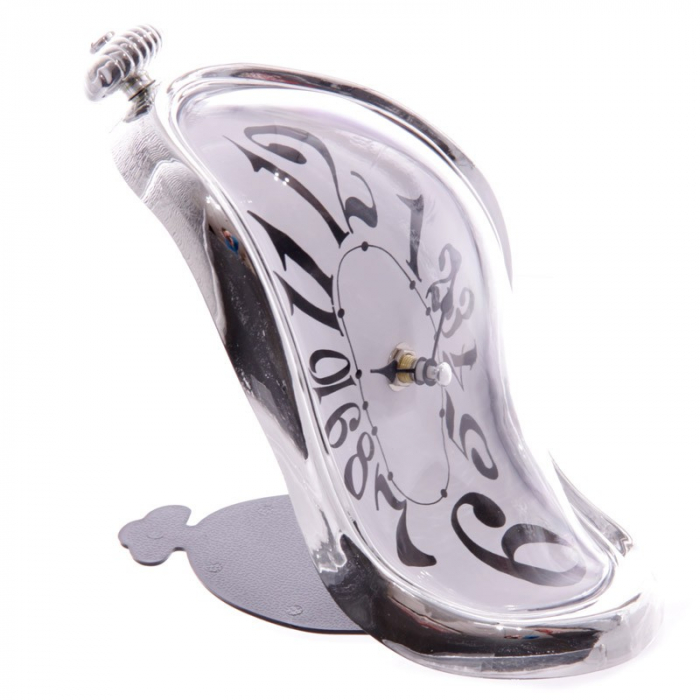 Horloge fondue Salvador Dali cadran argenté