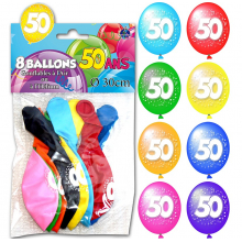 Lot de 8 ballons "50 ans"...