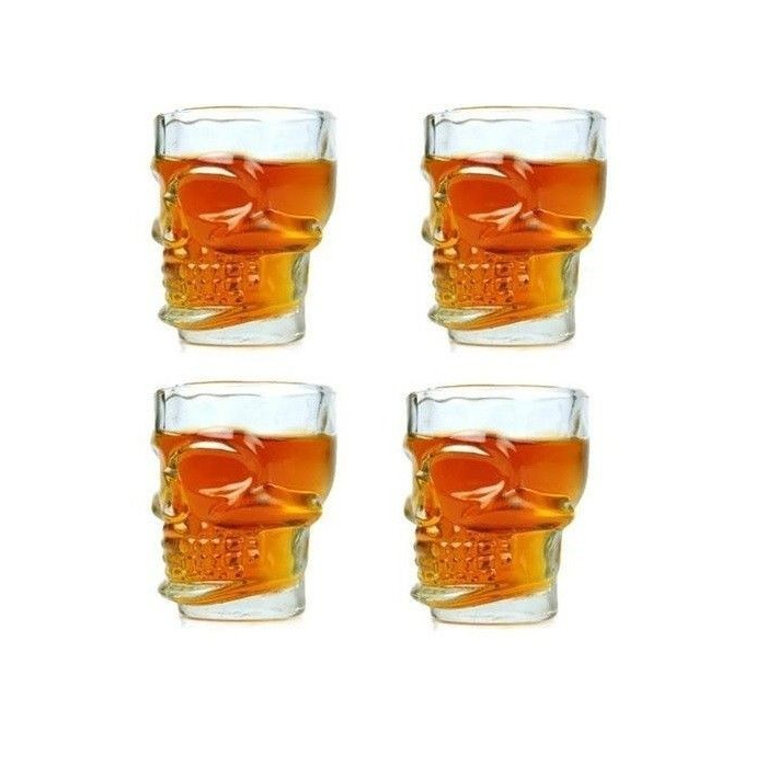 Lot de 4 verres à alcool en forme de tête de mort