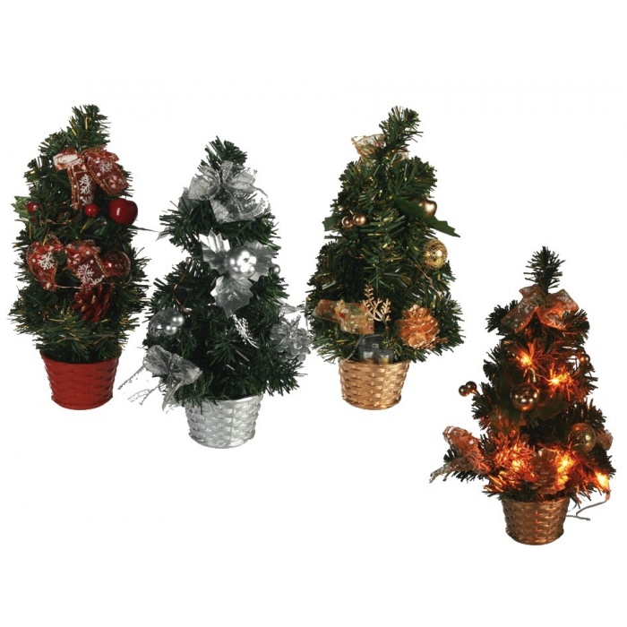 Petit sapin de noël artificiel lumineux de 30 cm avec décorations