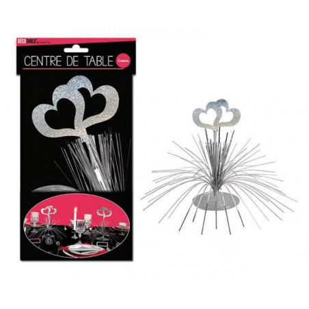 Centre de table coeurs argenté