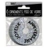 Ornements pied de verre joyeux anniversaire argent (lot de 6)