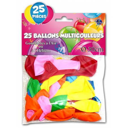 Lot de 25 ballons multicolores