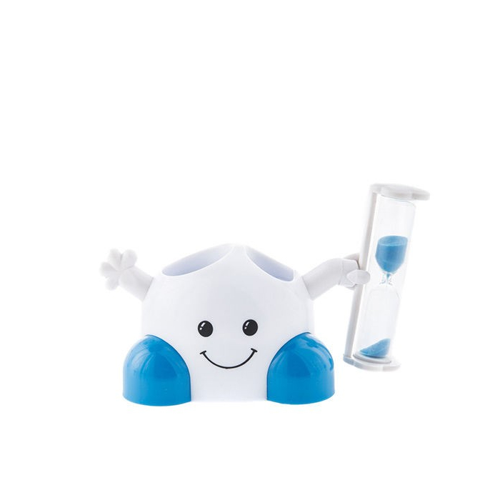 Support brosse à dents et dentifrice avec sablier intégré pour enfants