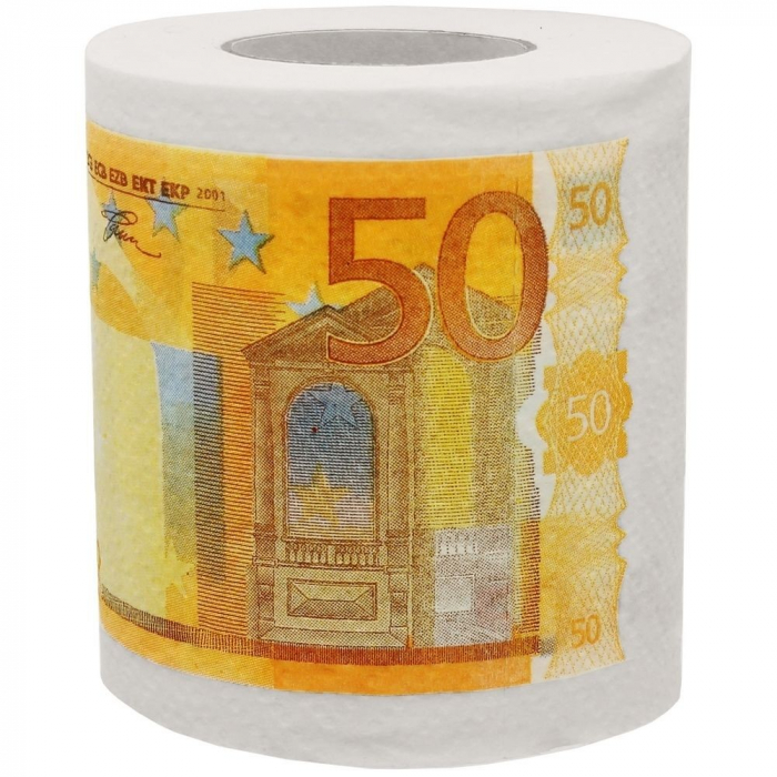 Rouleau de papier toilette billets de 50 euros