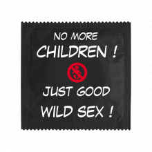 Préservatif humoristique NO CHILDREN JUST GOOD WILD SEX