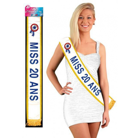 Écharpe de miss 18 ANS - lettrage bleu