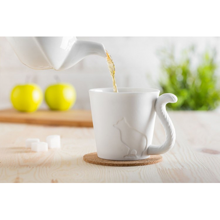 Tasse Chat en porcelaine blanche