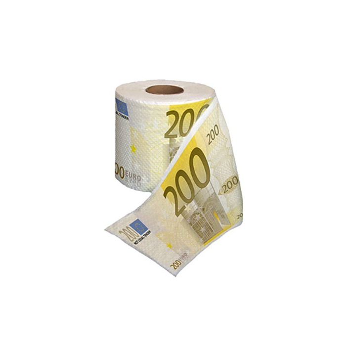 Rouleau de papier toilette billets de 200 euros