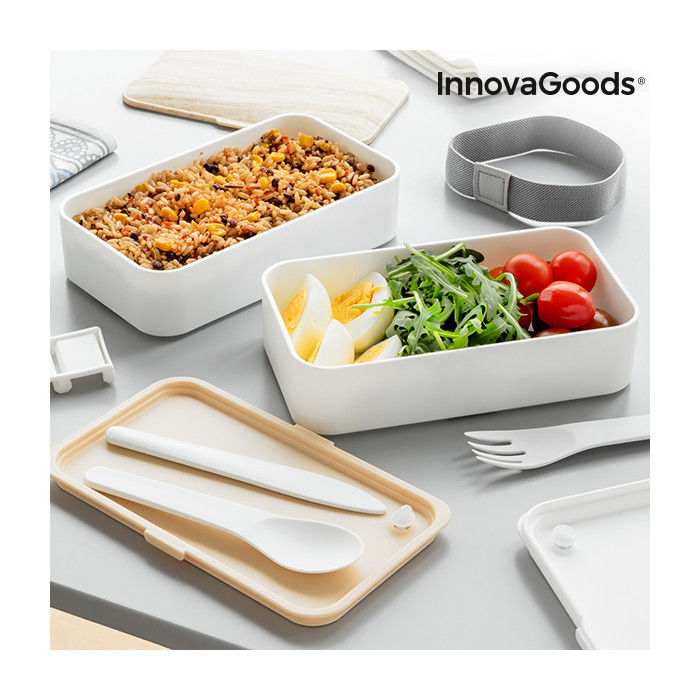 Panier-repas deux compartiments hermétique avec couverts Bentower InnovaGoods