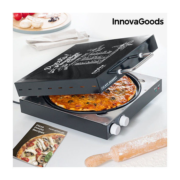 Appareil à Pizza Électrique avec Livre de Recettes Presto! InnovaGoods 1200W Noir