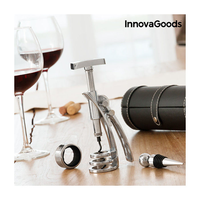 Ensemble d'Accessoires à Vin avec Tire-Bouchon Screwpull InnovaGoods (4 Pièces)